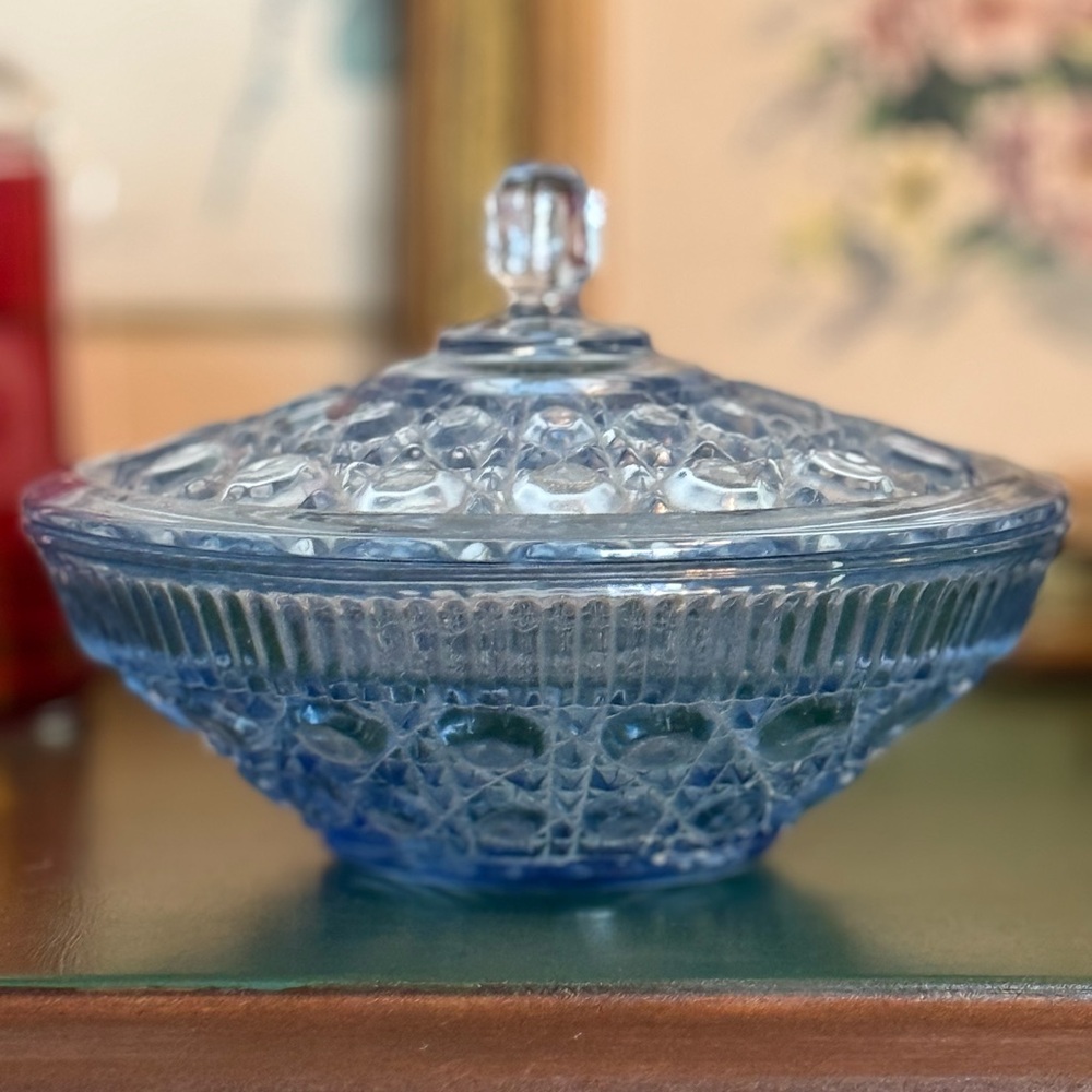Glass candy dish with lid